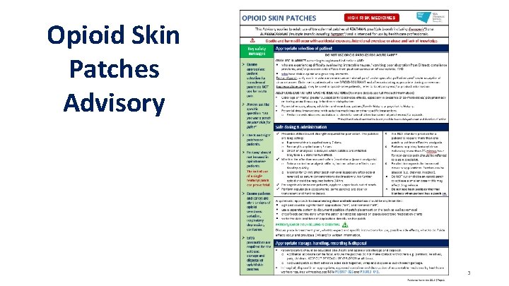 Opioid Skin Patches Advisory 3 