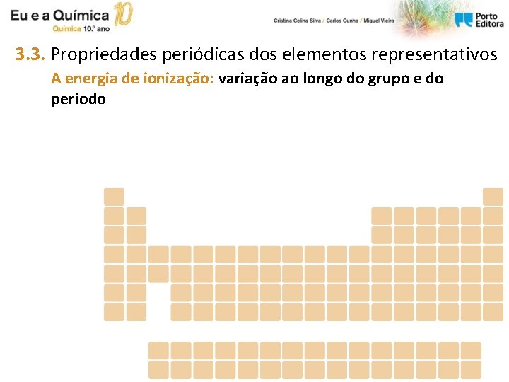 3. 3. Propriedades periódicas dos elementos representativos A energia de ionização: variação ao longo 3. 3. Propriedades periódicas dos elementos representativos A energia de ionização: variação ao longo
