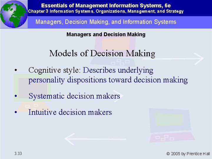 Essentials of Management Information Systems, 6 e Chapter 3 Information Systems, Organizations, Management, and