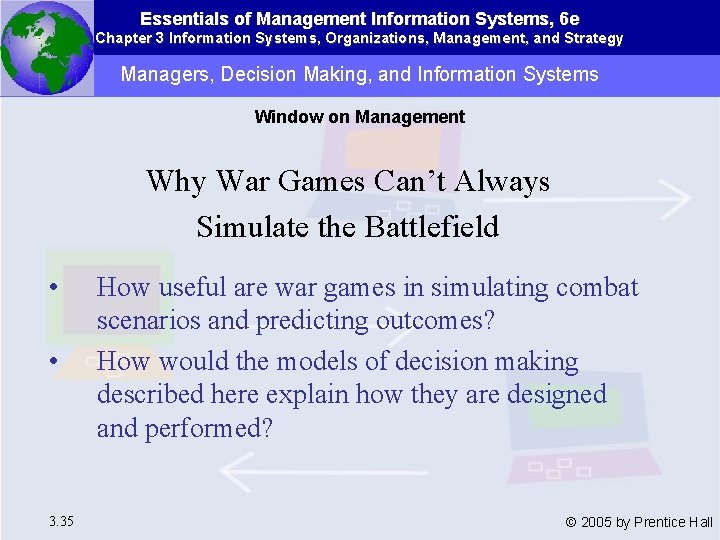 Essentials of Management Information Systems, 6 e Chapter 3 Information Systems, Organizations, Management, and