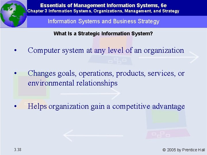Essentials of Management Information Systems, 6 e Chapter 3 Information Systems, Organizations, Management, and