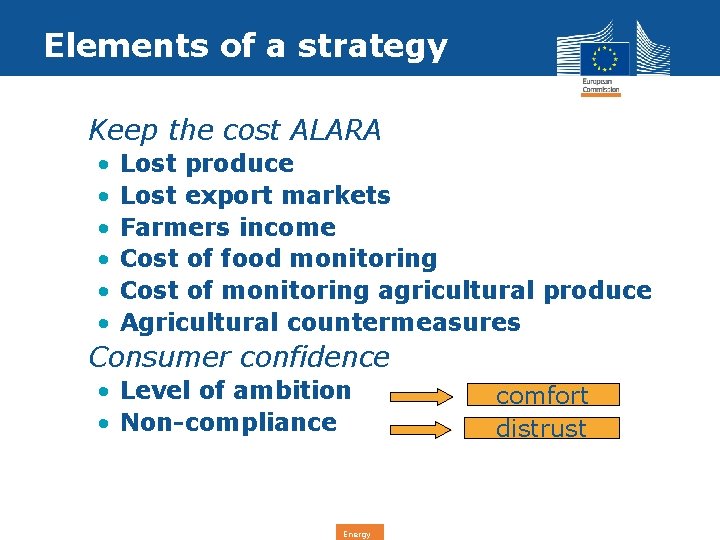 Elements of a strategy • Keep the cost ALARA • • • Lost produce
