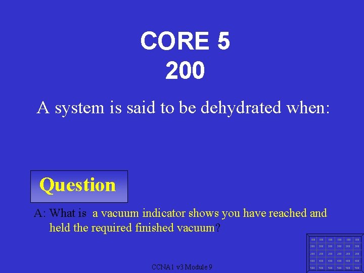 CORE 5 200 A system is said to be dehydrated when: Question A: What