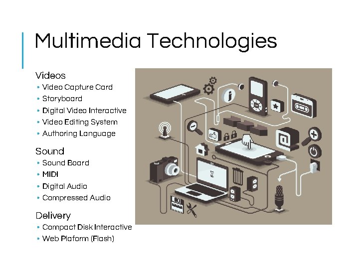 Multimedia Technologies Videos • • • Video Capture Card Storyboard Digital Video Interactive Video