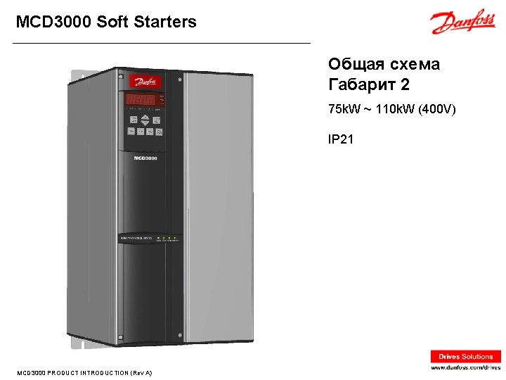 MCD 3000 Soft Starters Общая схема Габарит 2 75 k. W ~ 110 k.