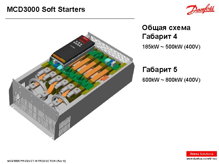 MCD 3000 Soft Starters Общая схема Габарит 4 185 k. W ~ 500 k.