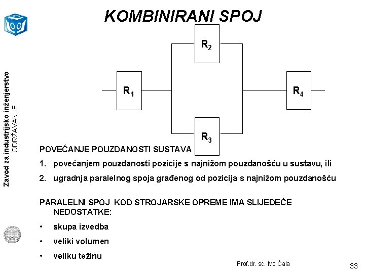 KOMBINIRANI SPOJ Zavod za industrijsko inženjerstvo ODRŽAVANJE R 2 R 1 R 4 R