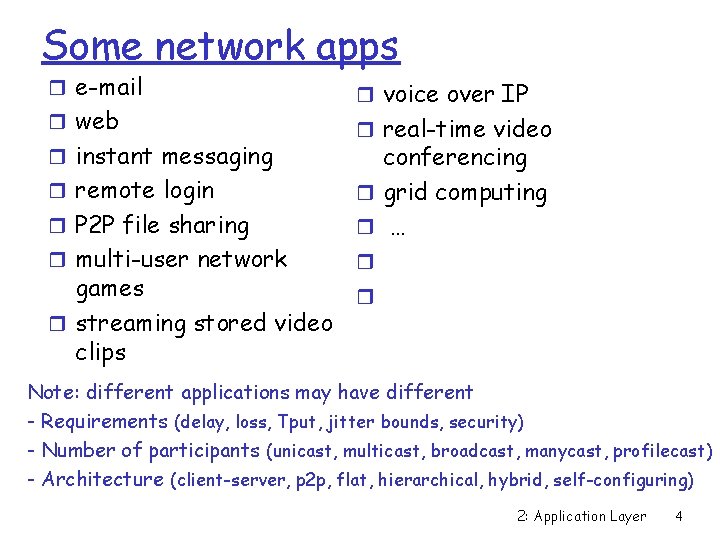 Some network apps r e-mail r web r instant messaging r remote login r