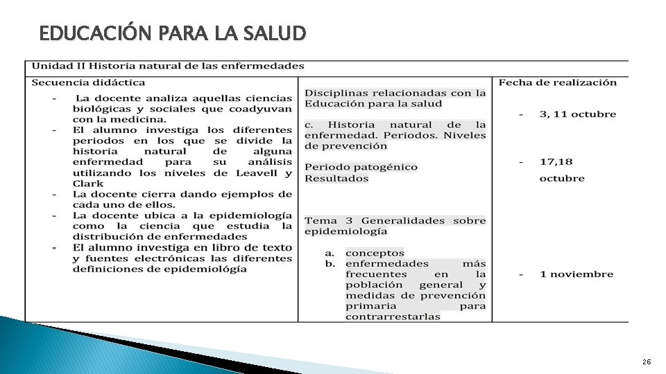 EDUCACIÓN PARA LA SALUD 26 