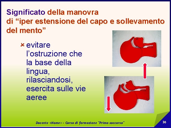 Significato della manovra di “iper estensione del capo e sollevamento del mento” û evitare