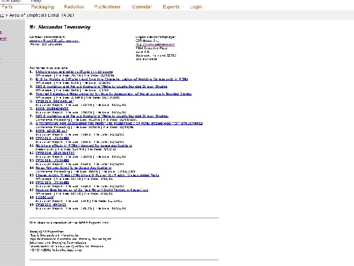 Related Websites Experts associated with PEMs 3/3/2003 Related Documents 18 