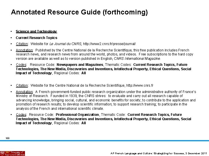 Annotated Resource Guide (forthcoming) • Science and Technology • Current Research Topics • Citation: