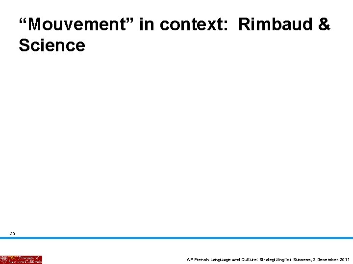 “Mouvement” in context: Rimbaud & Science 30 AP French Language and Culture: Strategizing for