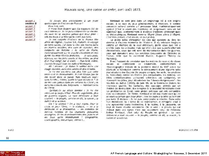 “Mauvais sang” 32 AP French Language and Culture: Strategizing for Success, 3 December 2011