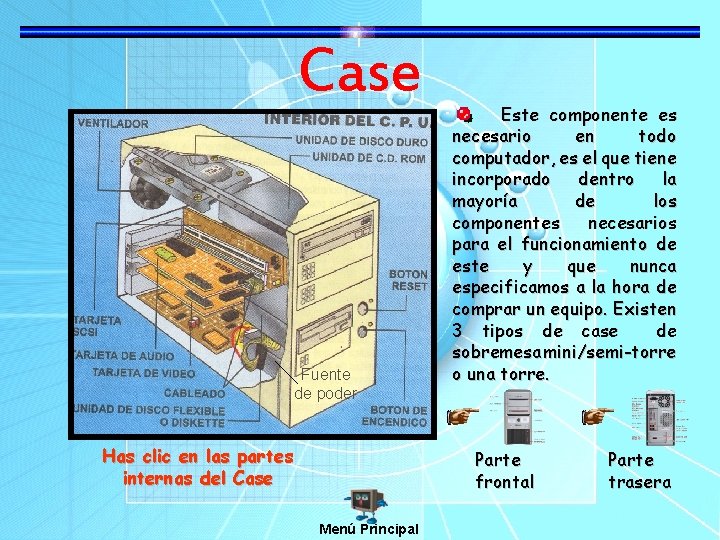 Case Fuente de poder Has clic en las partes internas del Case Este componente
