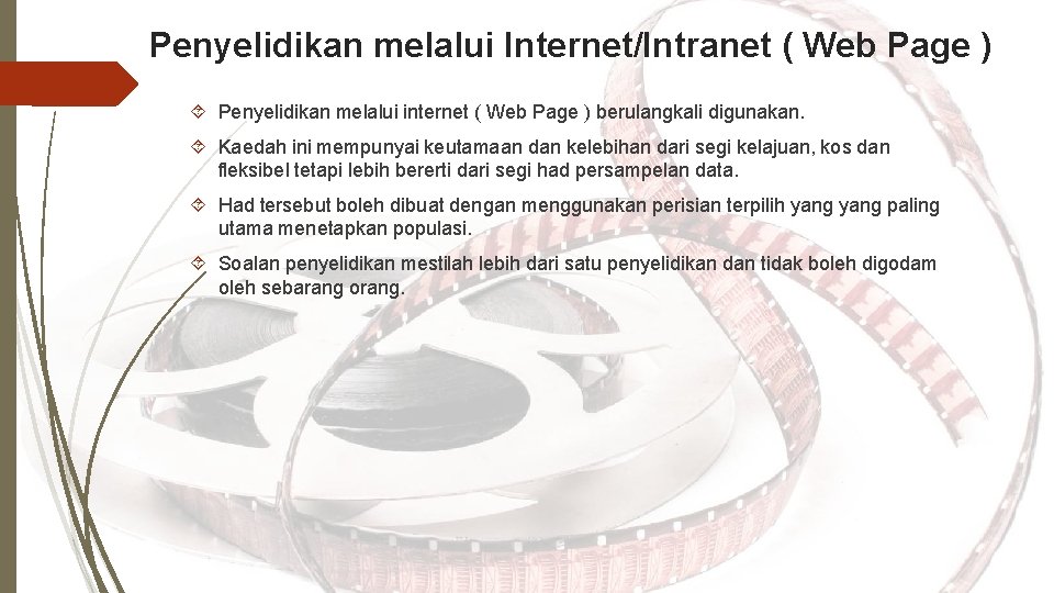 Penyelidikan melalui Internet/Intranet ( Web Page ) Penyelidikan melalui internet ( Web Page )