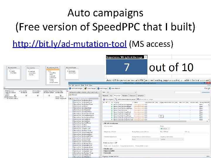 Auto campaigns (Free version of Speed. PPC that I built) http: //bit. ly/ad-mutation-tool (MS Auto campaigns (Free version of Speed. PPC that I built) http: //bit. ly/ad-mutation-tool (MS