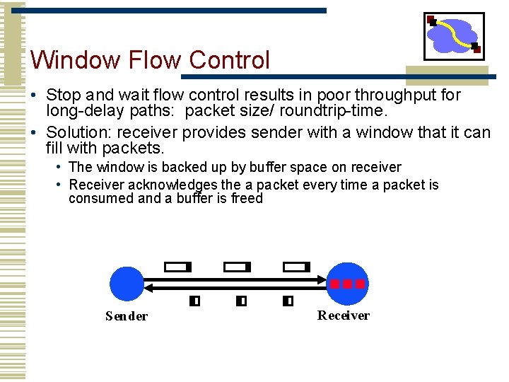 Window Flow Control • Stop and wait flow control results in poor throughput for
