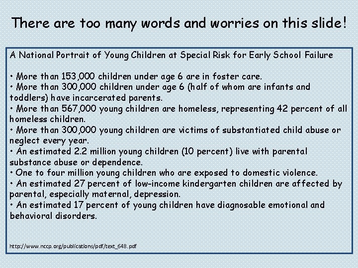 There are too many words and worries on this slide ! A National Portrait