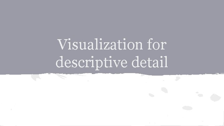 Visualization for descriptive detail 