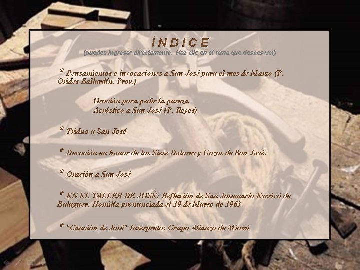 Í N D I C E (puedes ingresar directamente. Haz clic en el tema