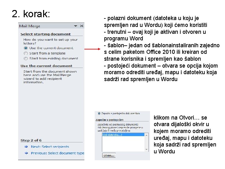 2. korak: - polazni dokument (datoteka u koju je spremljen rad u Wordu) koji