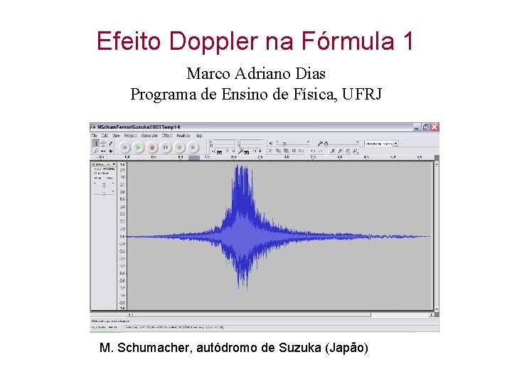 Efeito Doppler na Fórmula 1 Marco Adriano Dias Programa de Ensino de Física, UFRJ