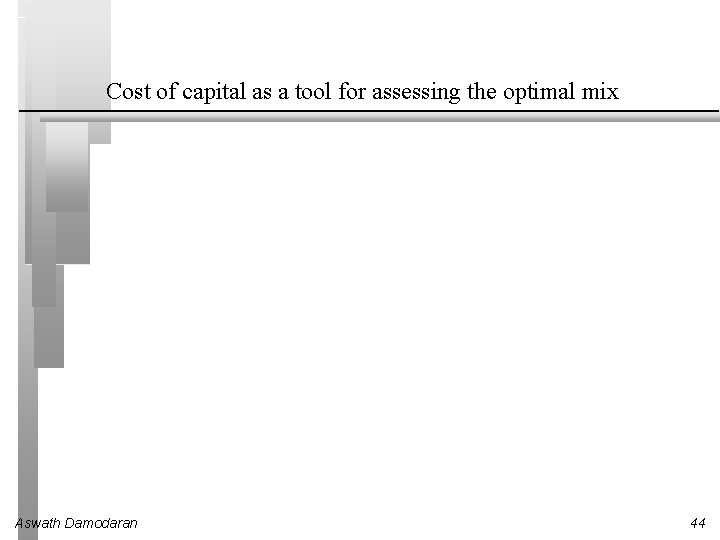Cost of capital as a tool for assessing the optimal mix Aswath Damodaran 44