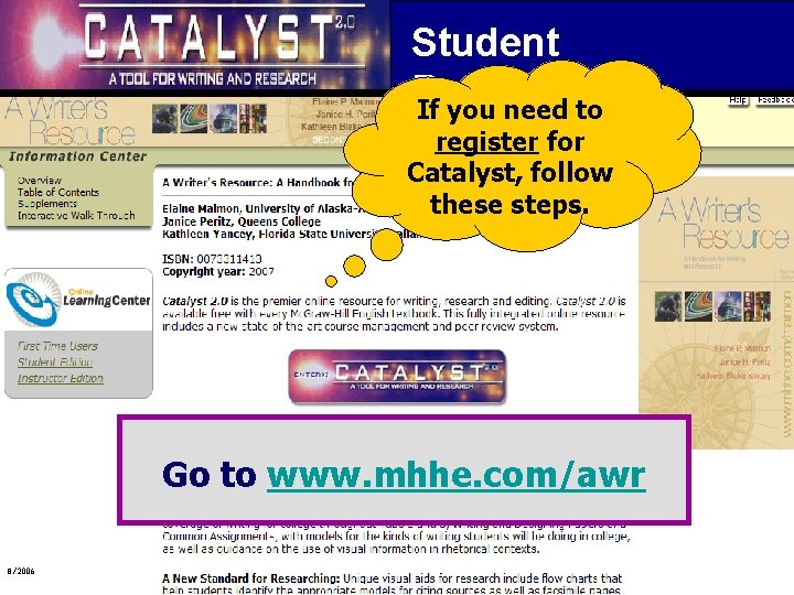 Student Registration If you need to register for Catalyst, follow these steps. Go to