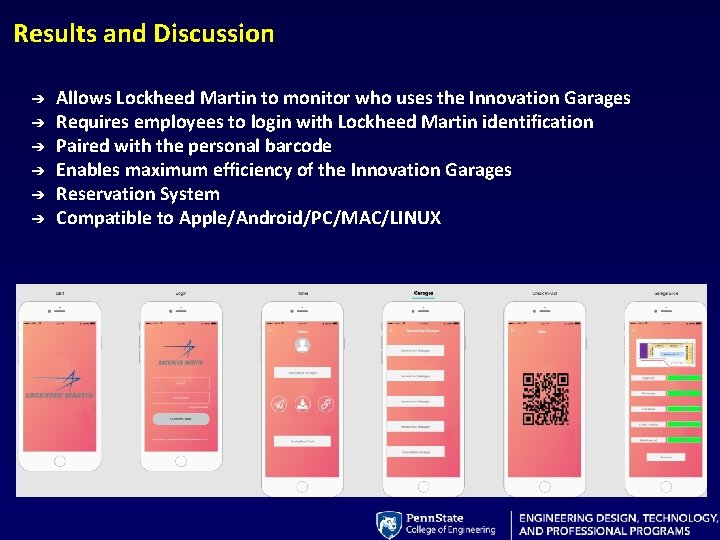 Results and Discussion ➔ ➔ ➔ Allows Lockheed Martin to monitor who uses the