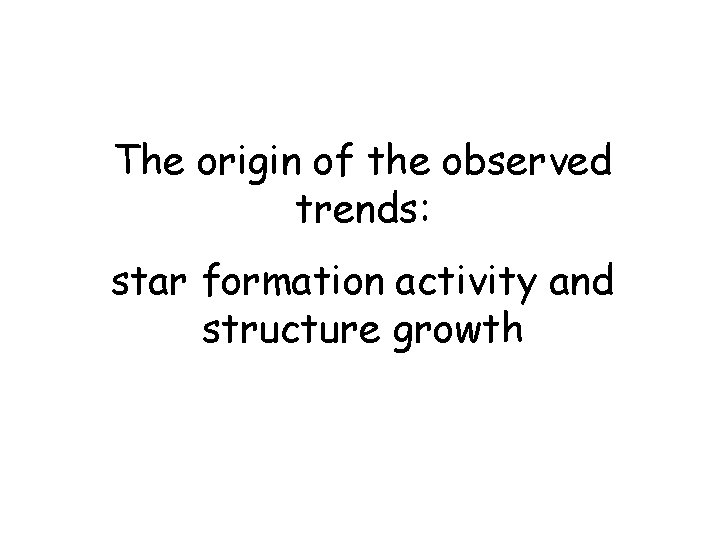 The origin of the observed trends: star formation activity and structure growth 
