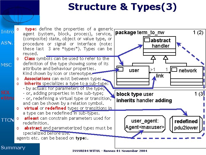 Structure & Types(3) o types type define the properties of a generic Introduction 1 Structure & Types(3) o types type define the properties of a generic Introduction 1