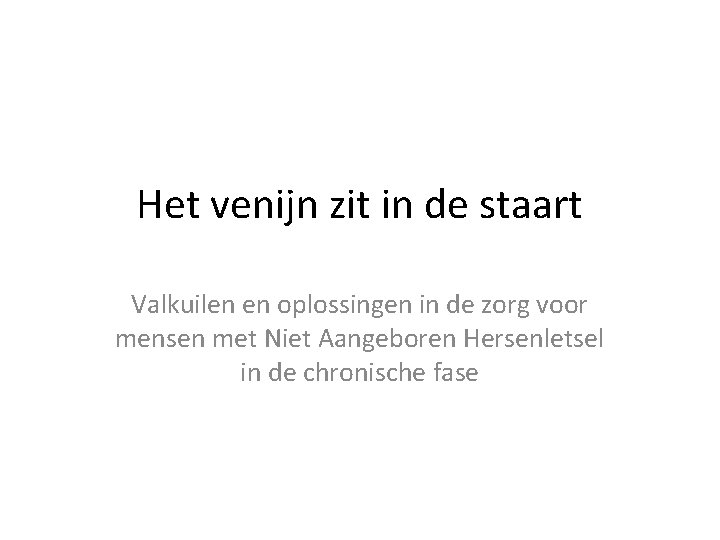 Het venijn zit in de staart Valkuilen en oplossingen in de zorg voor mensen