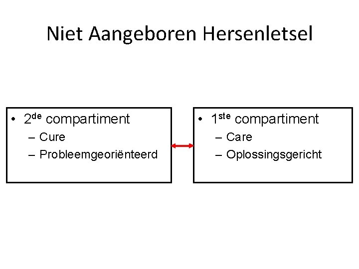 Niet Aangeboren Hersenletsel • 2 de compartiment – Cure – Probleemgeoriënteerd • 1 ste