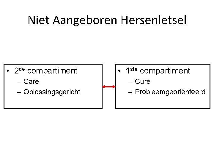 Niet Aangeboren Hersenletsel • 2 de compartiment – Care – Oplossingsgericht • 1 ste