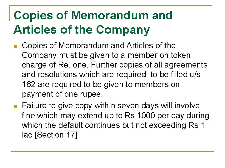 Copies of Memorandum and Articles of the Company n n Copies of Memorandum and Copies of Memorandum and Articles of the Company n n Copies of Memorandum and