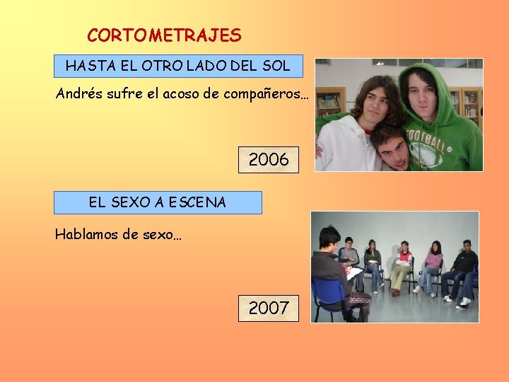 CORTOMETRAJES HASTA EL OTRO LADO DEL SOL Andrés sufre el acoso de compañeros… 2006