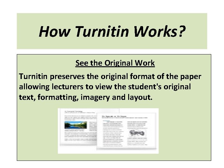How Turnitin Works? See the Original Work Turnitin preserves the original format of the