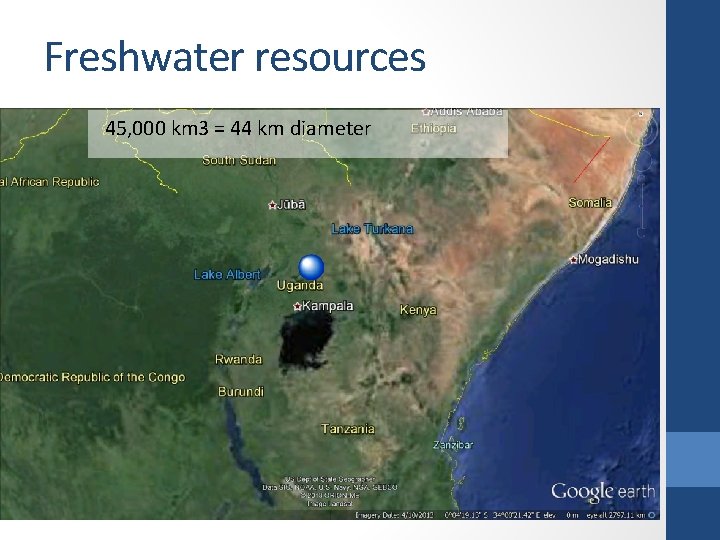 Freshwater resources 45, 000 km 3 = 44 km diameter 