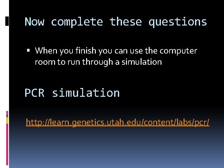 Now complete these questions When you finish you can use the computer room to