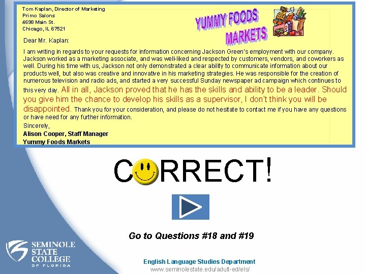 Tom Kaplan, Director of Marketing Primo Salons 4698 Main St. Chicago, IL 67521 Dear