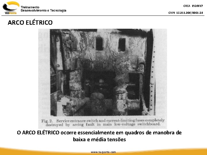 CREA 1926617 CNPJ 18. 311. 306/0001 -24 ARCO ELÉTRICO O ARCO ELÉTRICO ocorre essencialmente