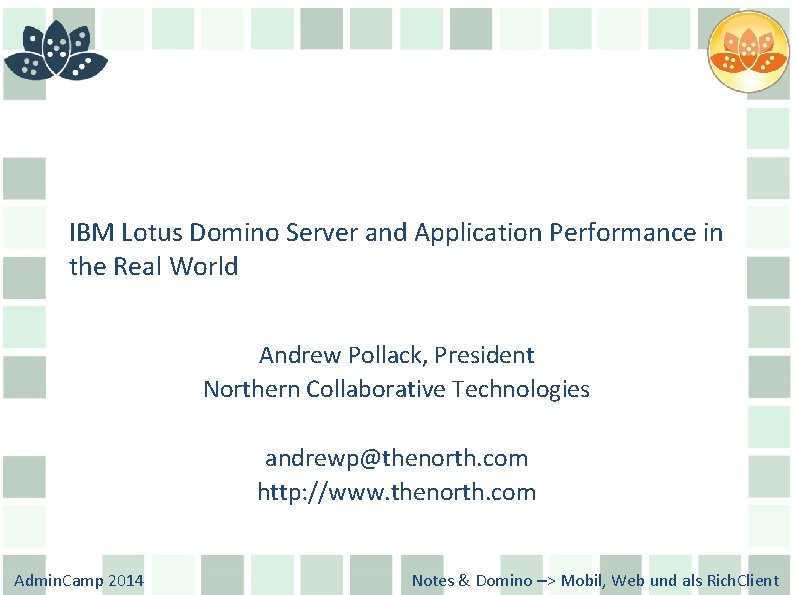IBM Lotus Domino Server and Application Performance in the Real World Andrew Pollack, President
