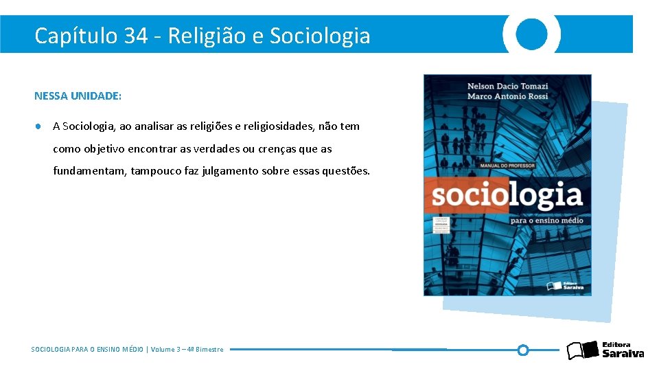Capítulo 34 - Religião e Sociologia NESSA UNIDADE: ● A Sociologia, ao analisar as