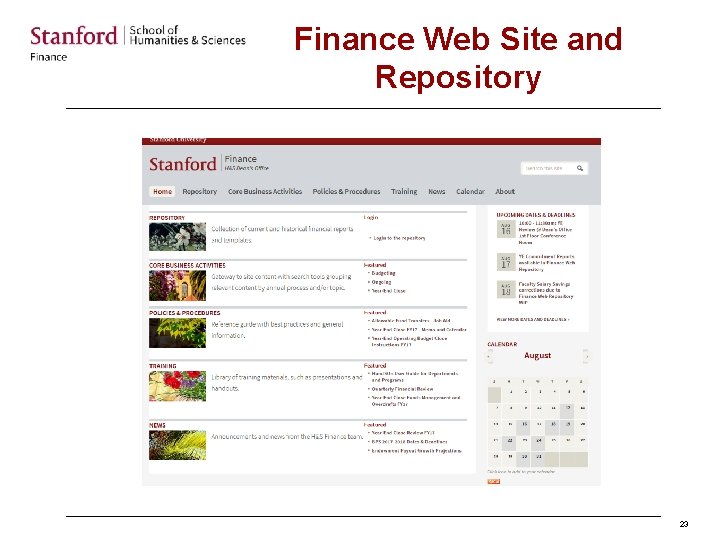 Finance Web Site and Repository 23 