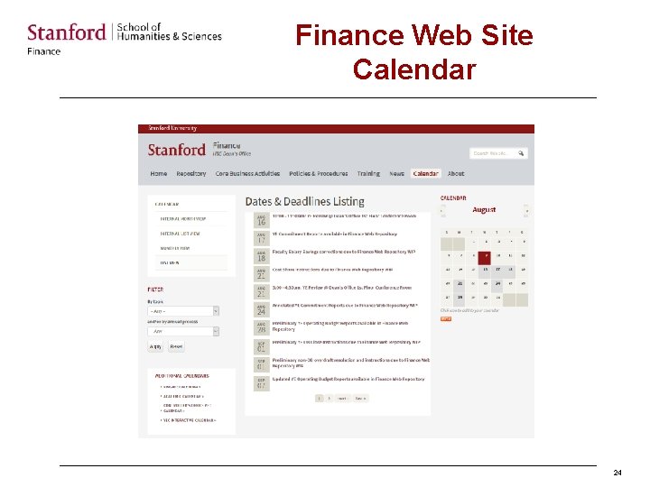 Finance Web Site Calendar 24 