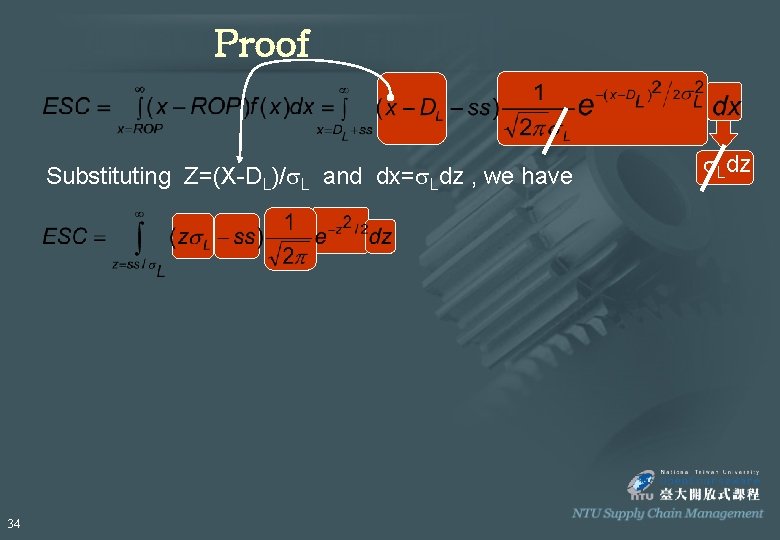 Proof Substituting Z=(X-DL)/s. L and dx=s. Ldz , we have 34 s. Ldz 