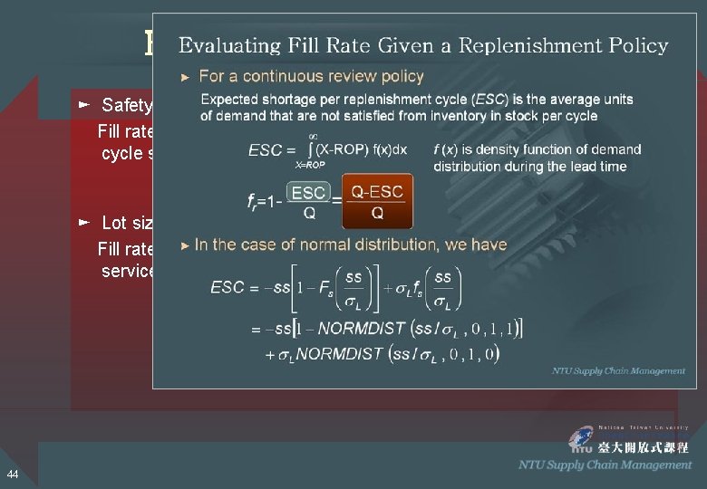 Factors Affecting Fill Rate ► Safety inventory Fill rate increases if safety inventory is Factors Affecting Fill Rate ► Safety inventory Fill rate increases if safety inventory is