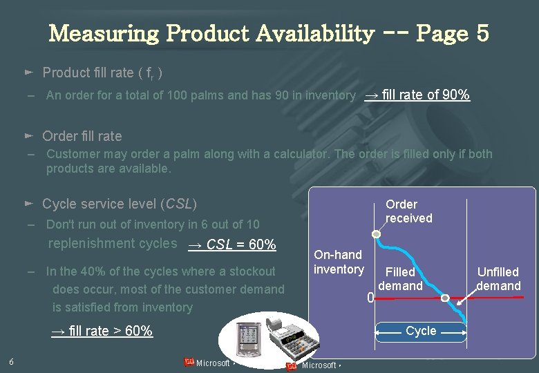 Measuring Product Availability -- Page 5 ► Product fill rate ( fr ) – Measuring Product Availability -- Page 5 ► Product fill rate ( fr ) –