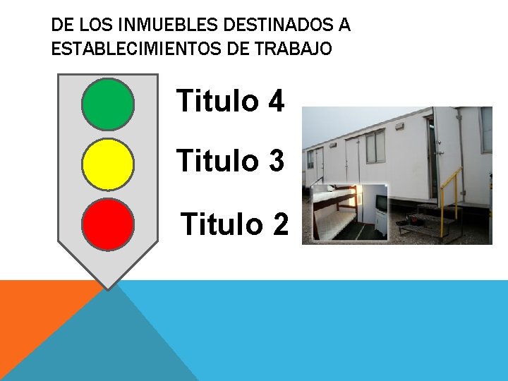 DE LOS INMUEBLES DESTINADOS A ESTABLECIMIENTOS DE TRABAJO Titulo 4 Titulo 3 Titulo 2